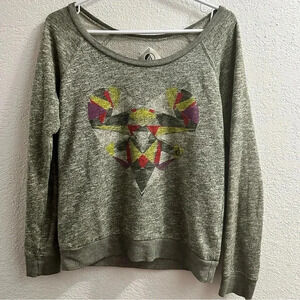 Volcom Sweatshirt Women's XS Green Logo Round Neck Pullover